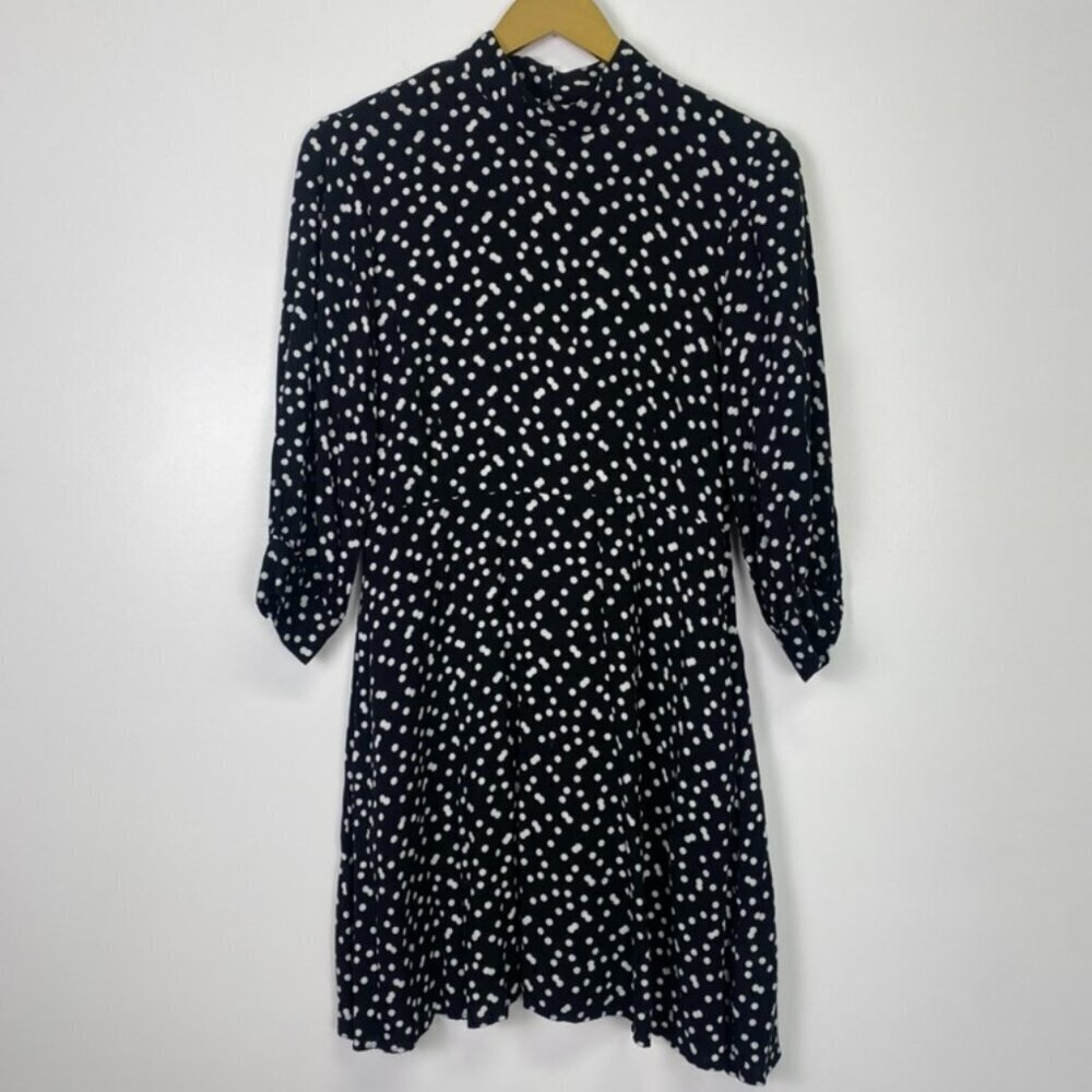 Zara Black and White Polka Dot High Neck Dress - Picture 2 of 11